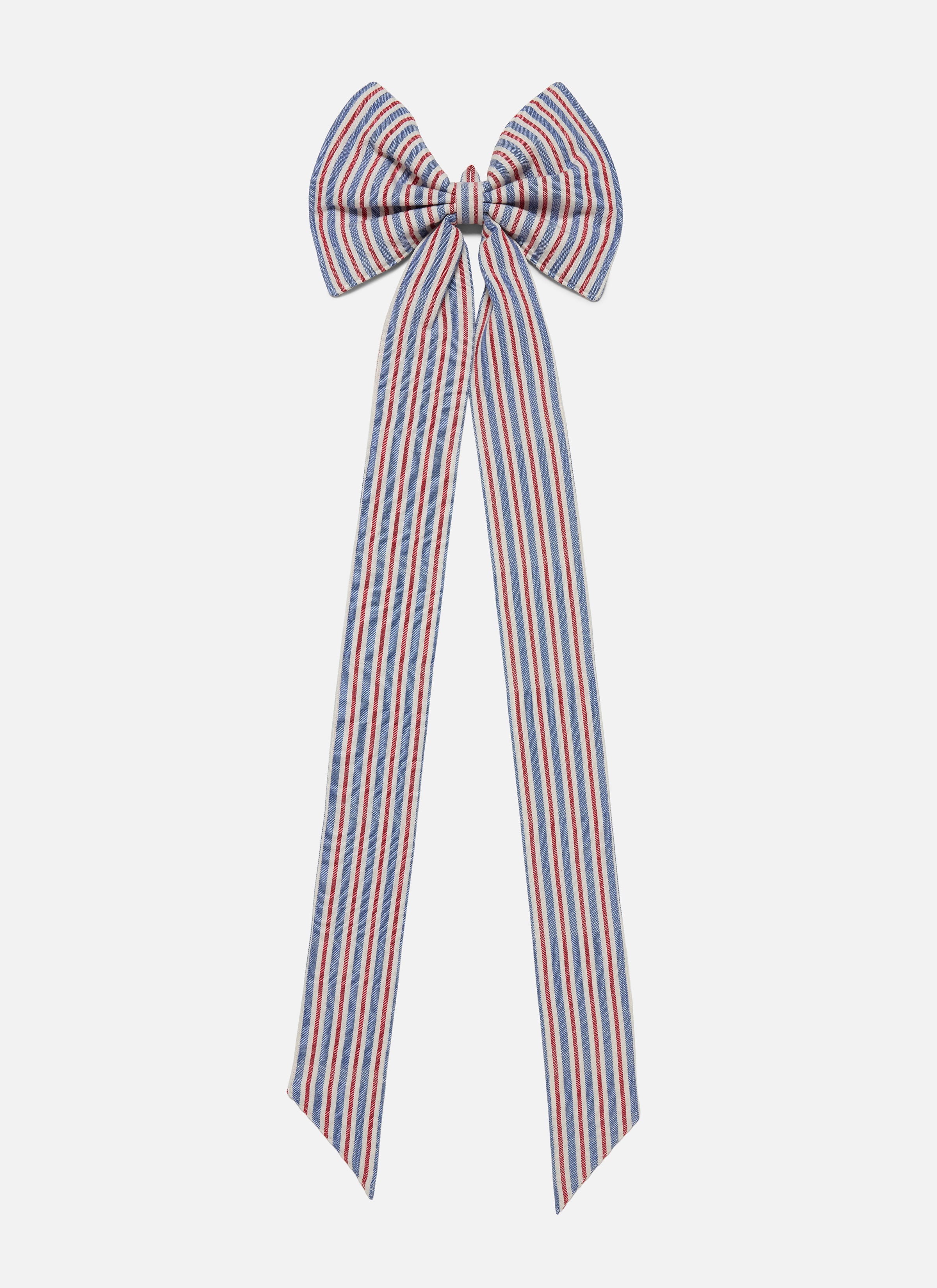 Petite Stripe Red, White and Blue Patriotic Americana Fabric Bow