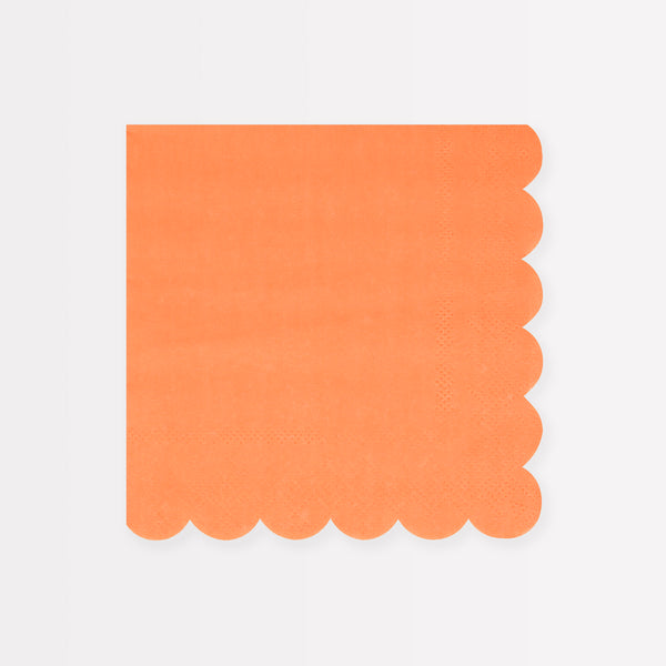 Our party napkins, in a bright orange color, have a stylish scalloped edge - ideal for a festival or BBQ.