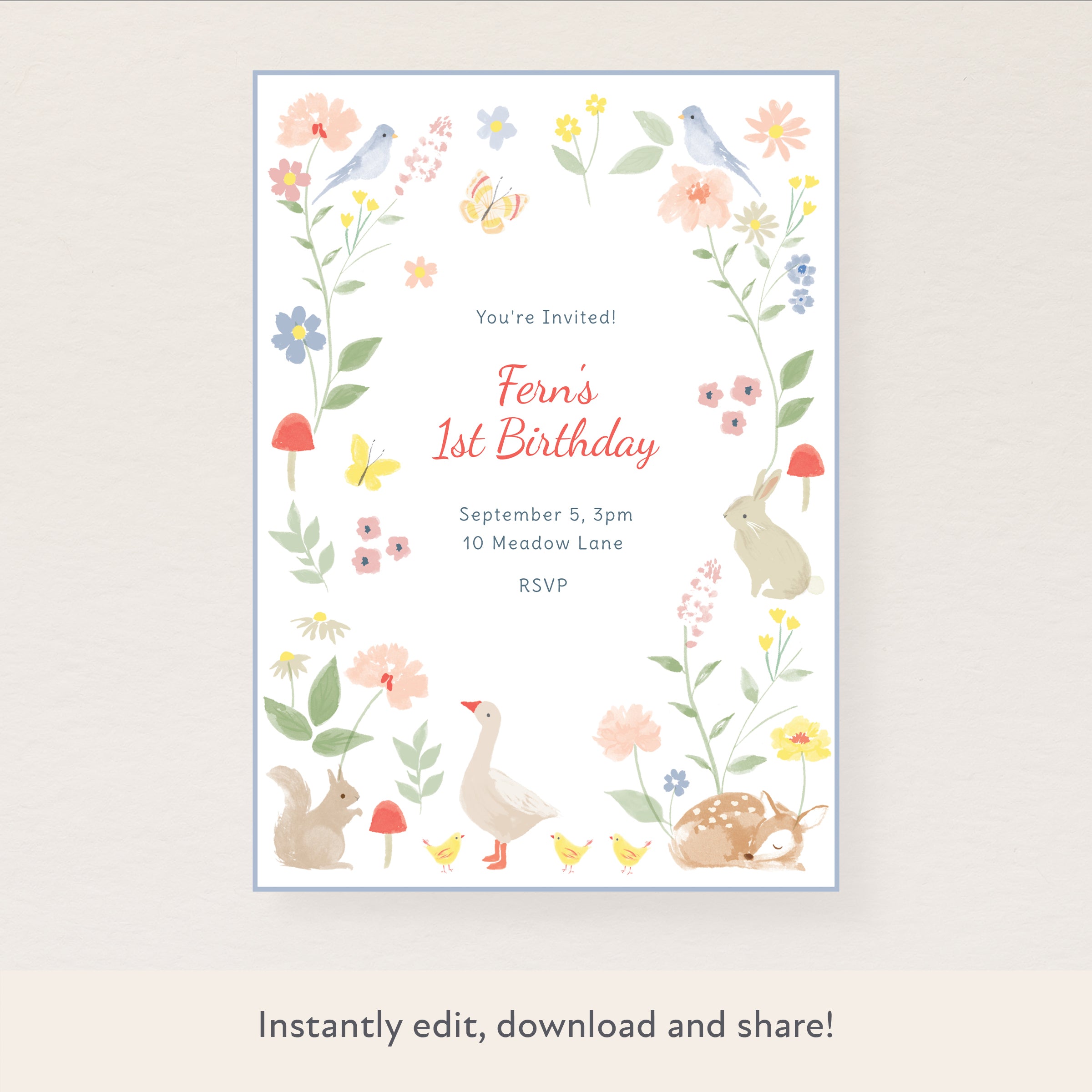 Little Animals Download & Print Invitation
