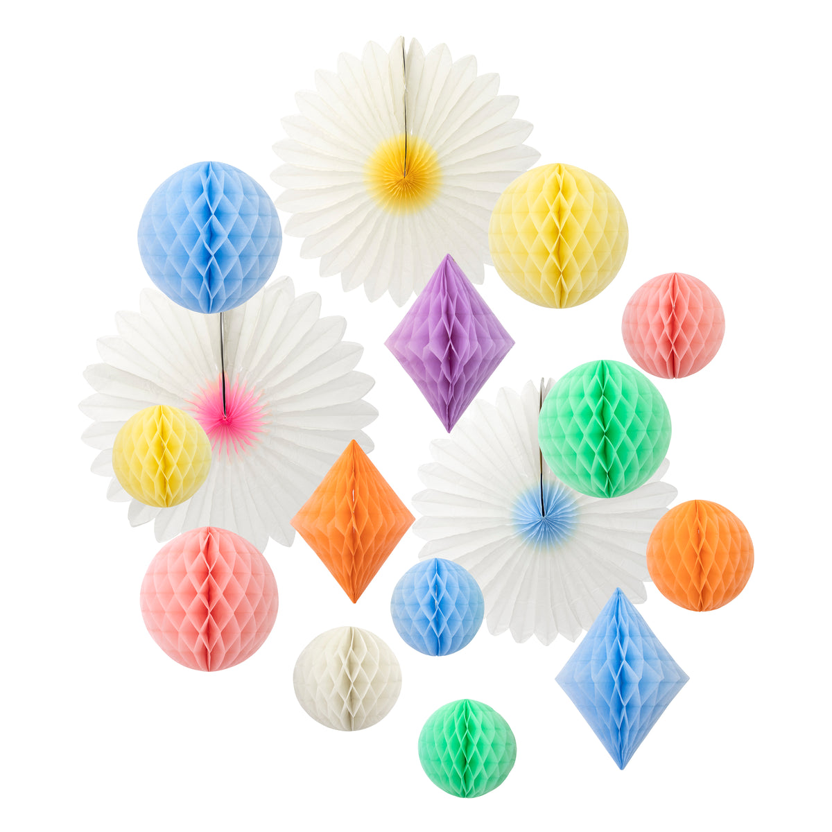 Meri Meri Rainbow Honeycomb Decoration Kit (Pack of 16)
