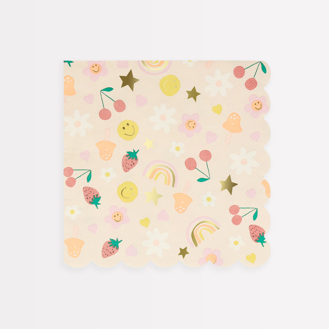 Add fun and color to your party table with our party napkins with 90s inspired designs.