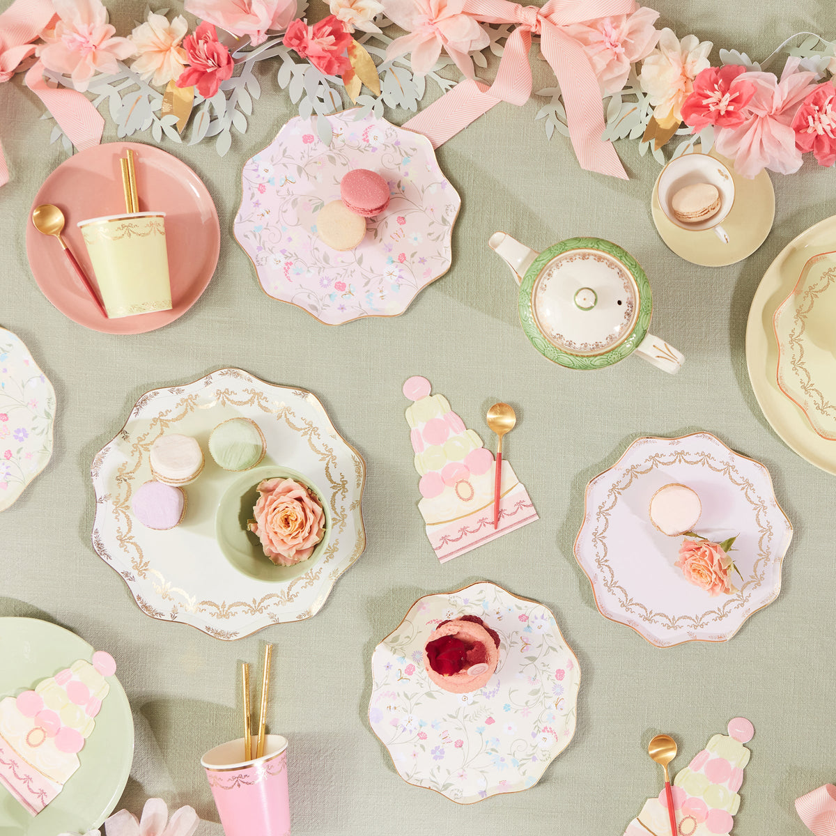 Meri Meri - Gobelets Elegant Floral - Set de 8 - Pastel