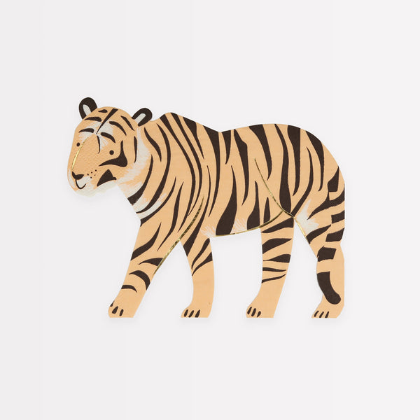 Our party napkins, in the shape of tigers, are perfect for a safari birthday party.