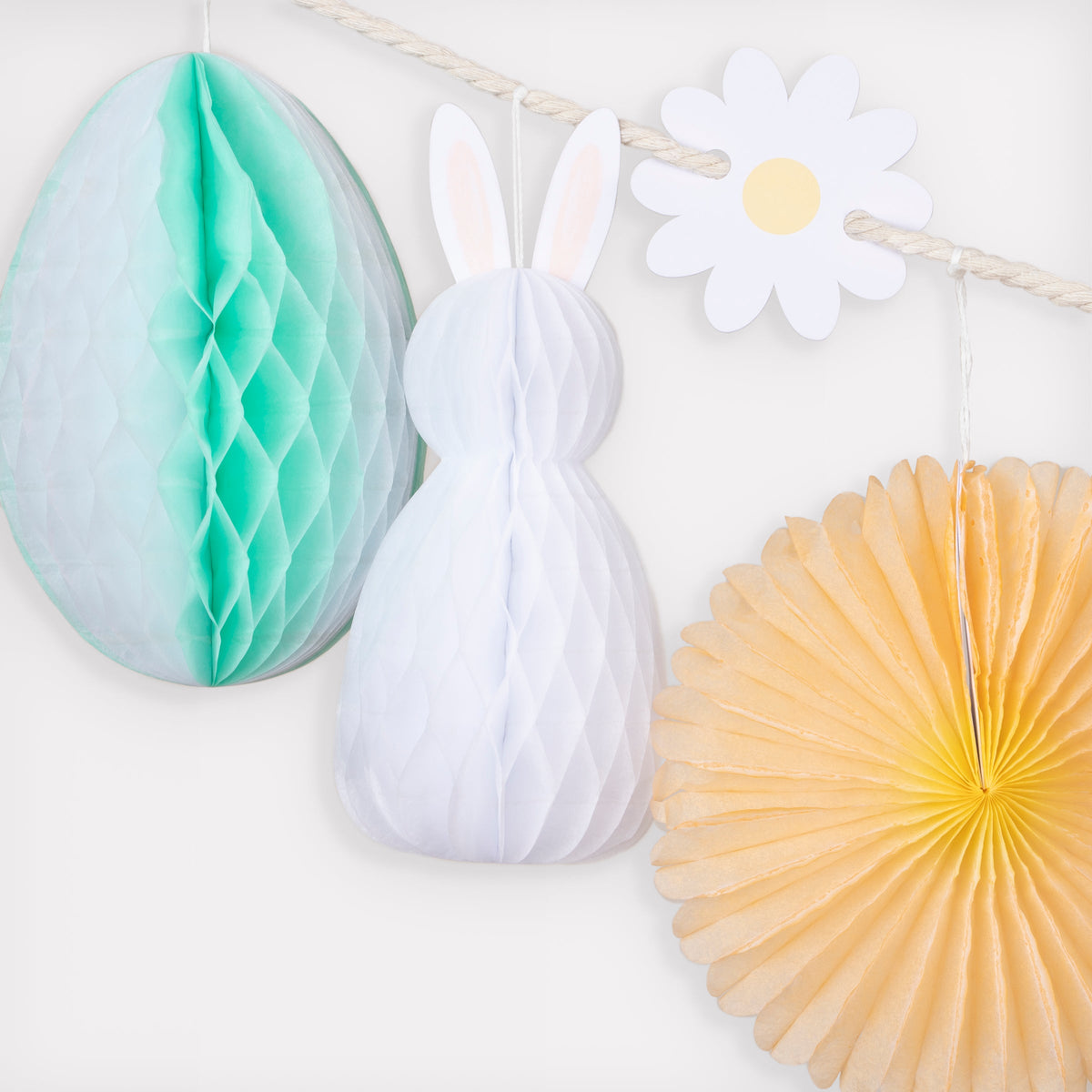 Easter Bunny with Egg Hanging Honeycomb Decorations – 6 Pc
