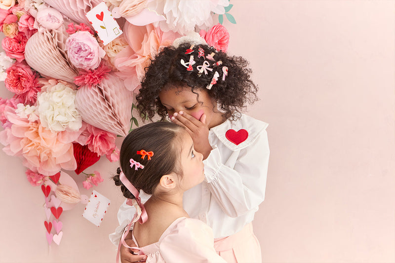 Two girls with Valentine's Day Hair Accessories