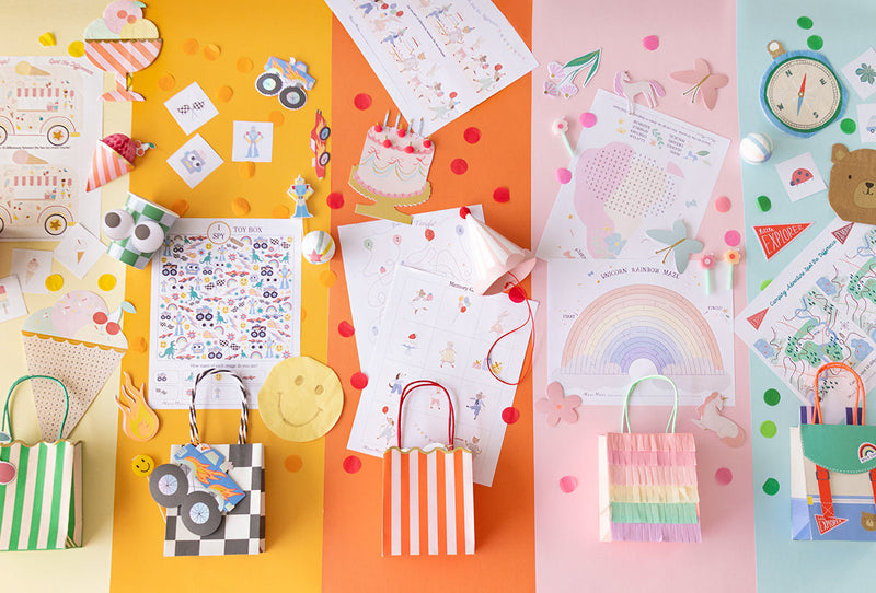 Party Favor Bags with various print out activities