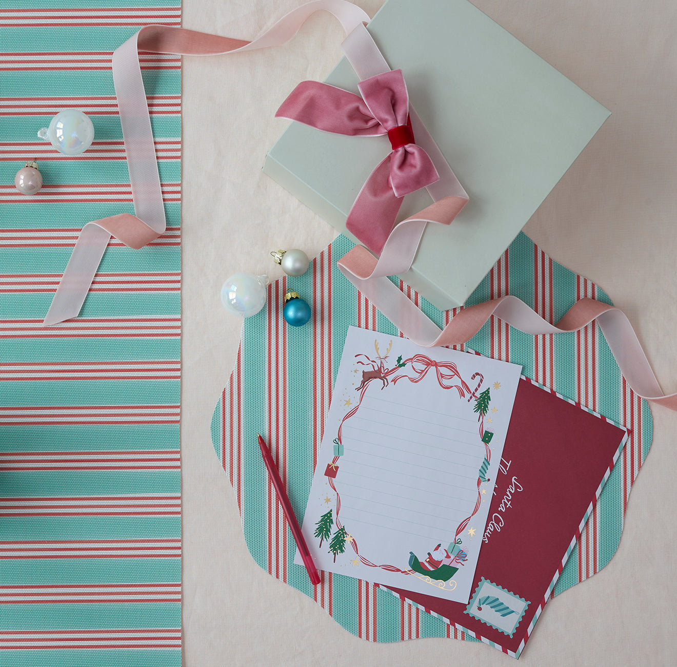 Festive Stripes Table Runner - Mint - Thumbnail 3