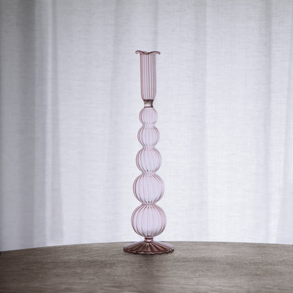 Light Pink Glass Cambridge Olivia 12" Candlestick Holder - Set of 2