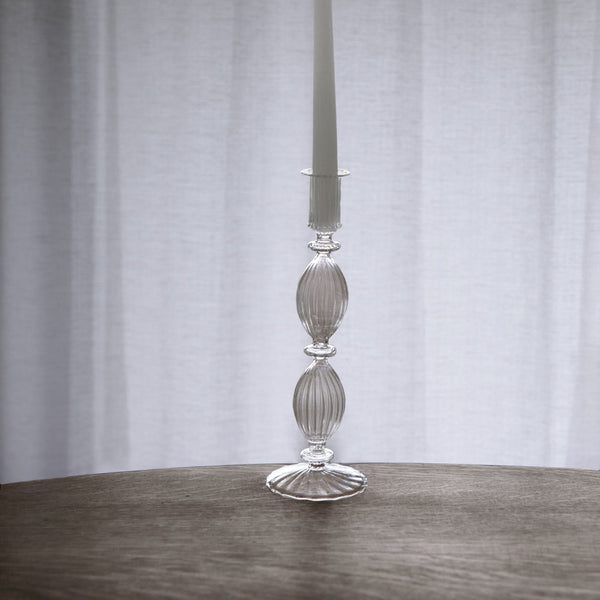 Clear Glass Cambridge Beryl 10" Candlestick Holder - Set of 2