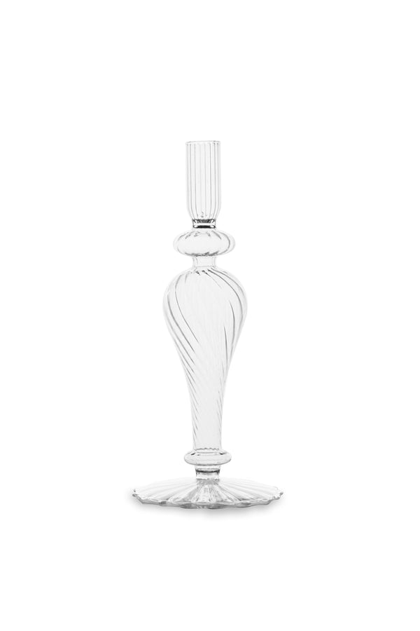 Clear Glass Cambridge Daphne 8.5" Candlestick Holder - Set of 2