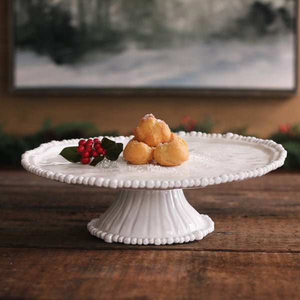 White Vida Alegria Pedestal Cake Plate