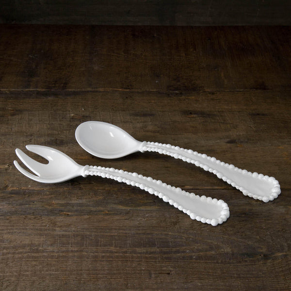 White Vida Alegria Large Salad Servers