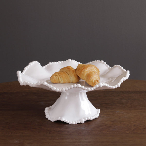 White Vida Alegria Small Pedestal Cake Plate