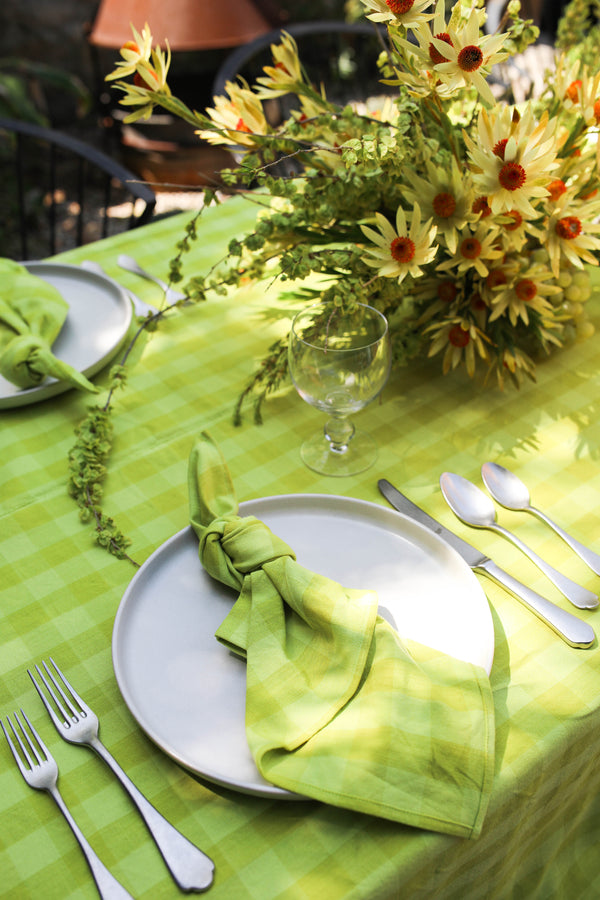 Gingham Citron Tablecloth