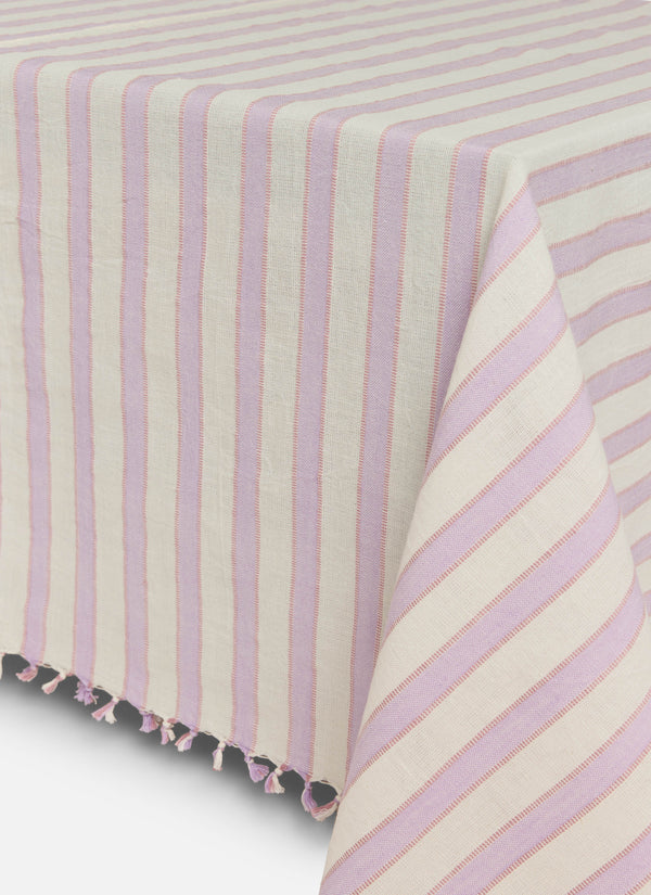 Striped Lilac & Cream Tablecloth