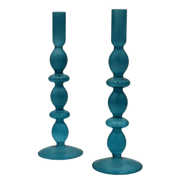 Azure Blue Candle Holder - Pair