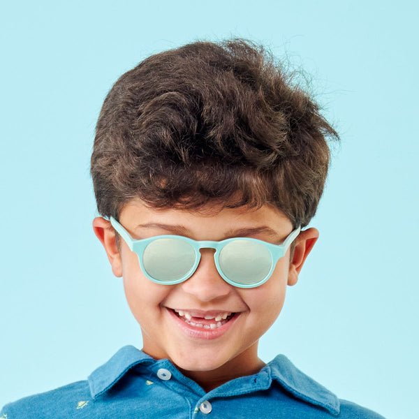 Seafoam Blue Keyhole Mirrored Lense Sunglasses