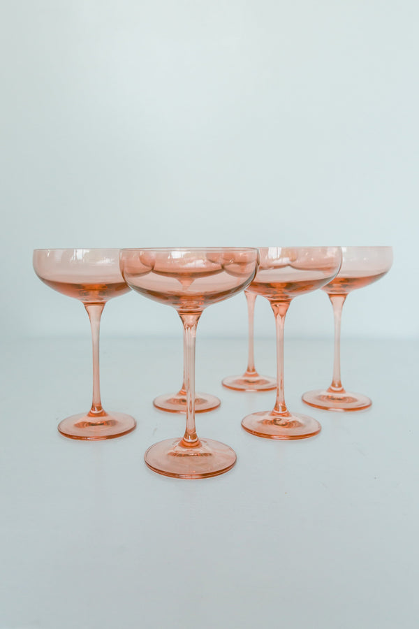 Blush Pink Champagne Coupe Stemware (x 6)