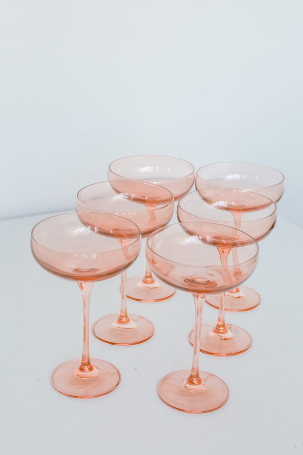 Blush Pink Champagne Coupe Stemware (x 6)