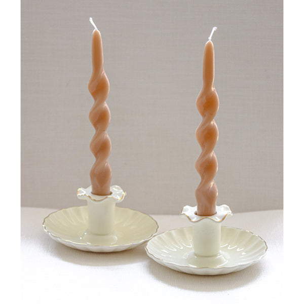Gilded Cream Candle Holder - Pair