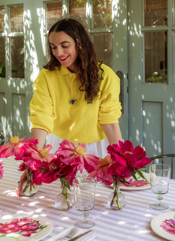 Striped Lilac & Cream Tablecloth