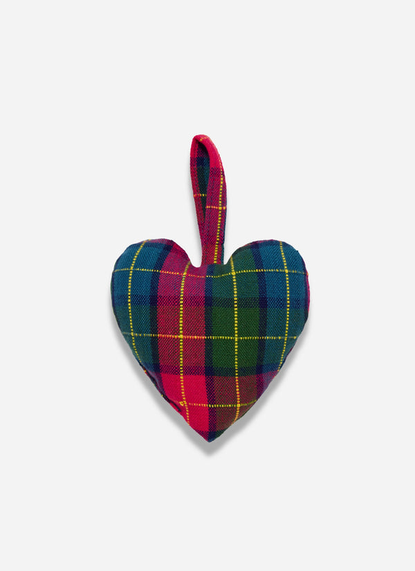 Holly Plaid Multi Heart Ornament