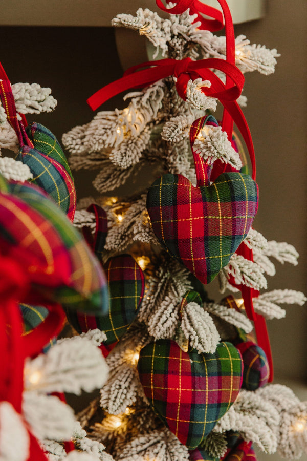 Holly Plaid Multi Heart Ornament