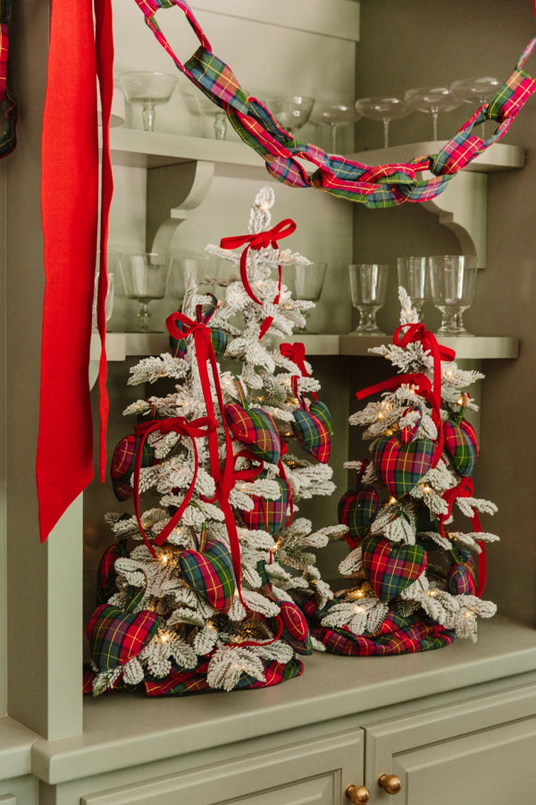 Holly Plaid Multi Heart Ornament