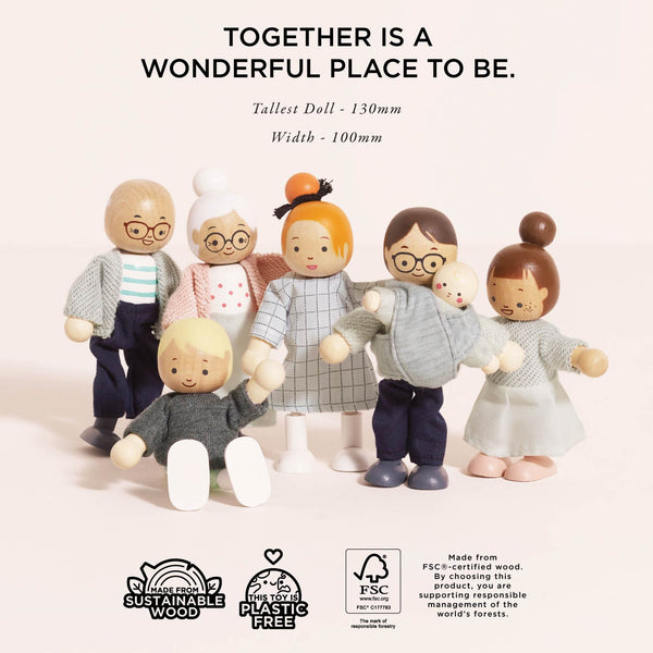 Wooden Dolls House Family