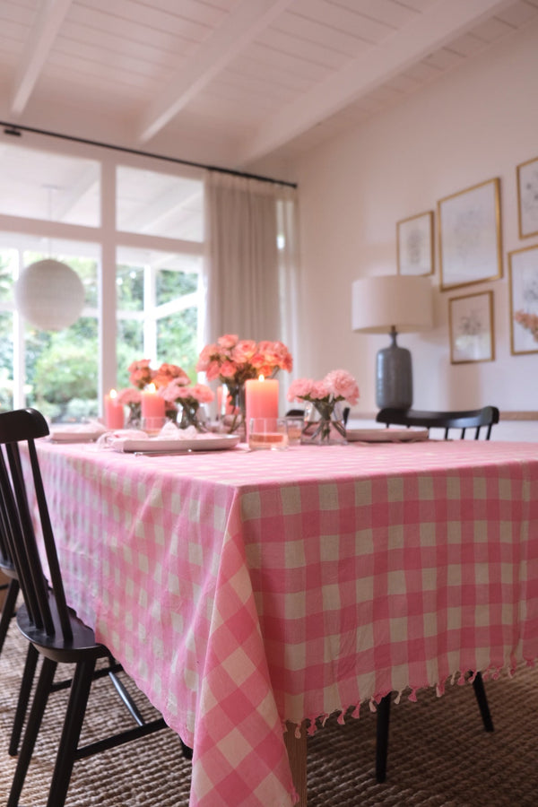 Gingham Peony Tablecloth