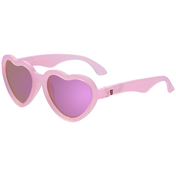 Frosted Pink Heart Mirrored Lense Sunglasses