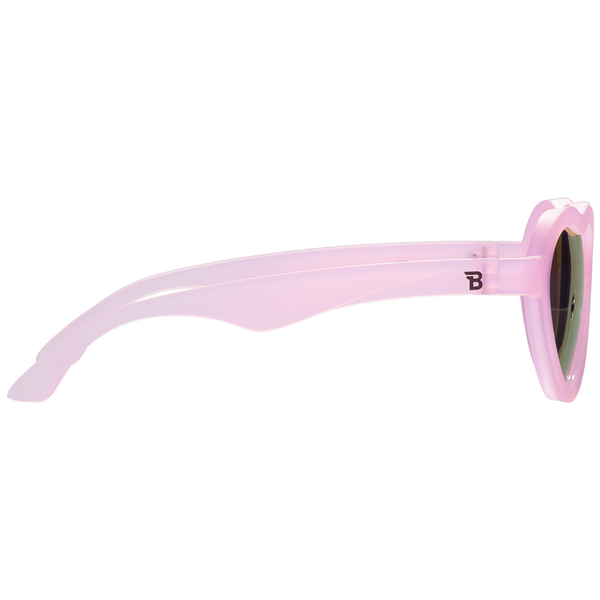 Frosted Pink Heart Mirrored Lense Sunglasses