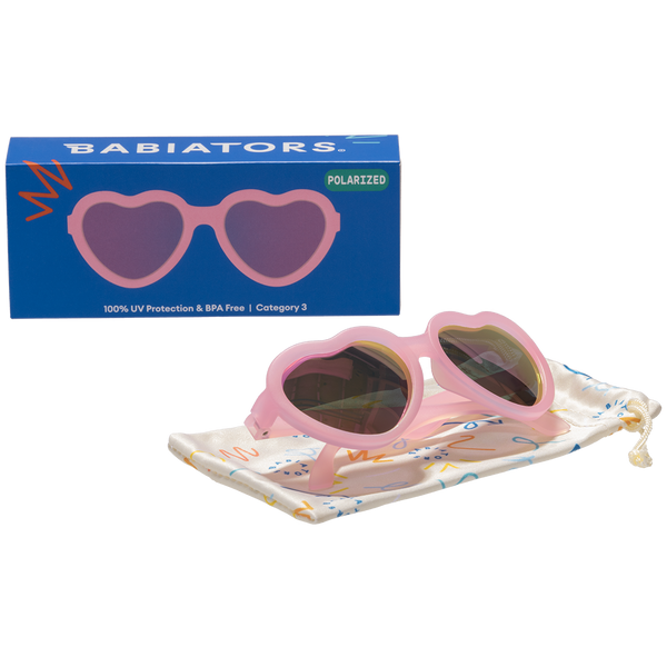 Frosted Pink Heart Mirrored Lense Sunglasses