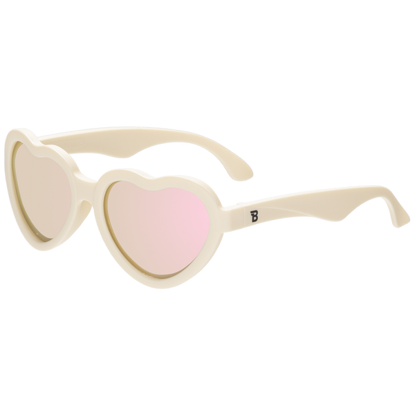 Sweet Cream Heart Mirrored Lense Sunglasses