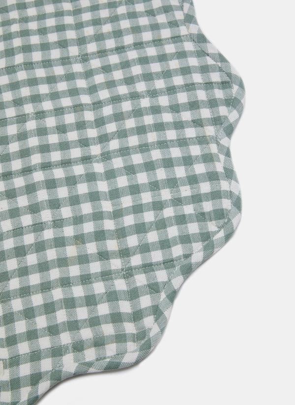 Mini Gingham Sage Scalloped Edge Placemat