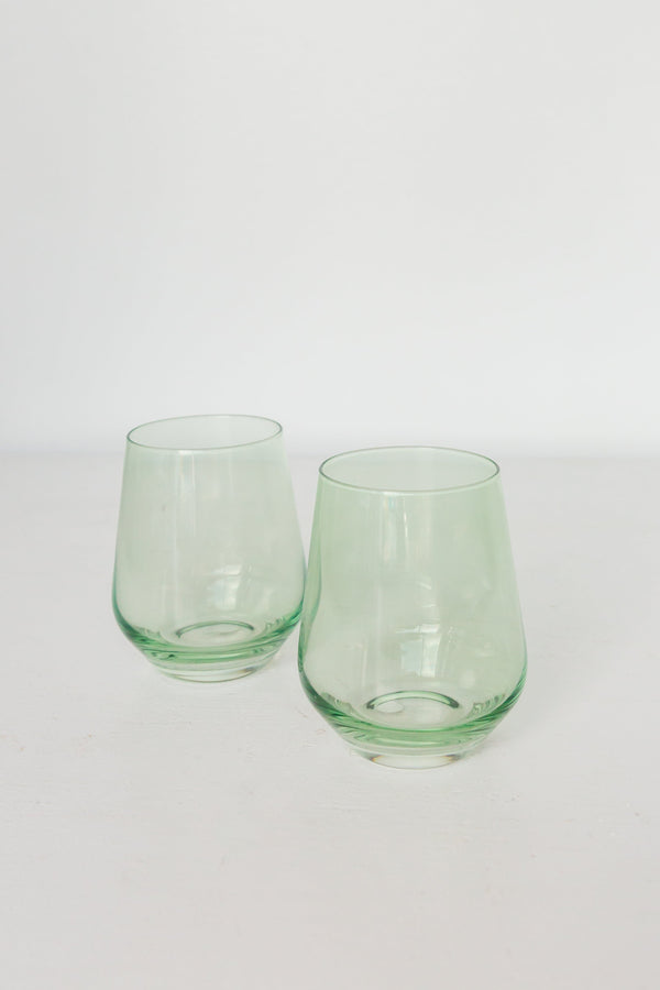 Mint Green Stemless Wine Glasses ( x 6)