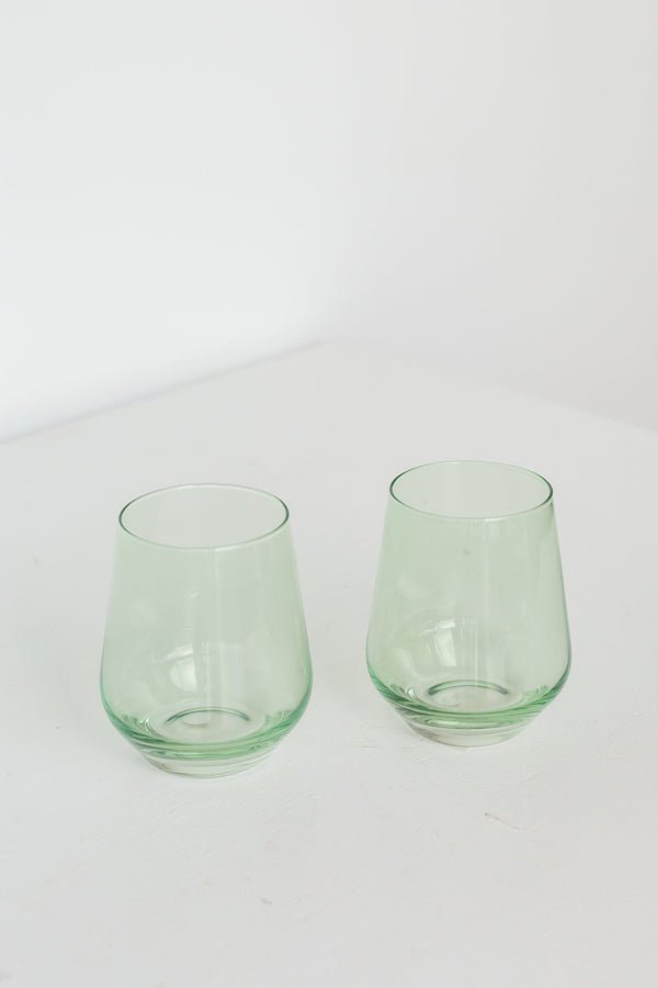 Mint Green Stemless Wine Glasses ( x 6)