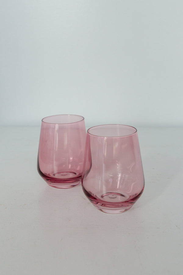 Rose Stemless Wine Glasses ( x 6)