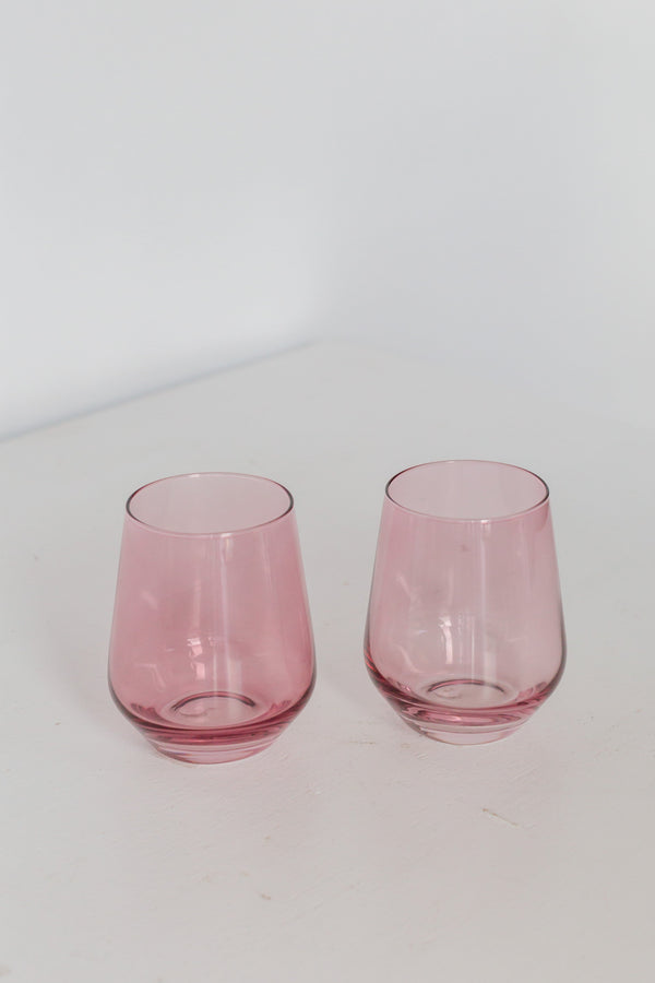 Rose Stemless Wine Glasses ( x 6)