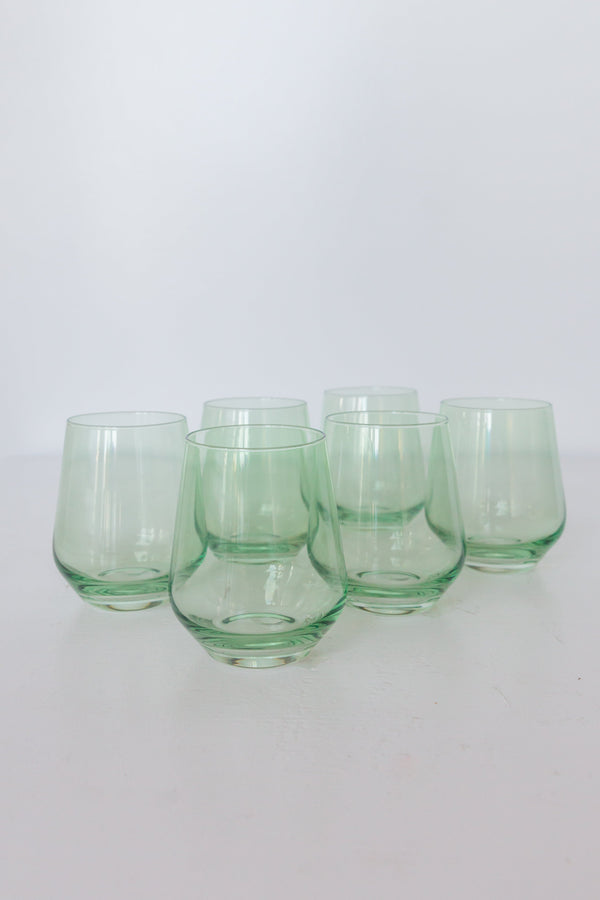 Mint Green Stemless Wine Glasses ( x 6)