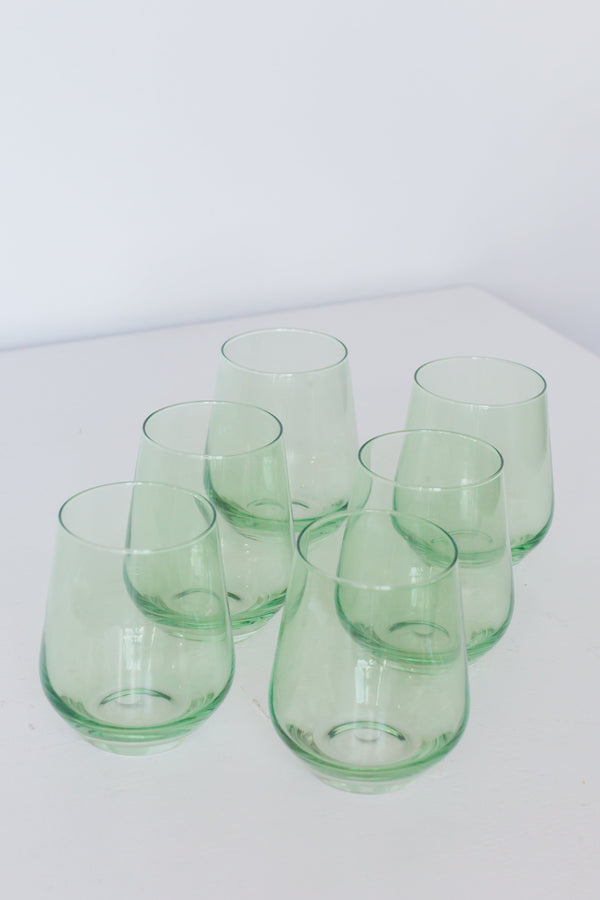 Mint Green Stemless Wine Glasses ( x 6)