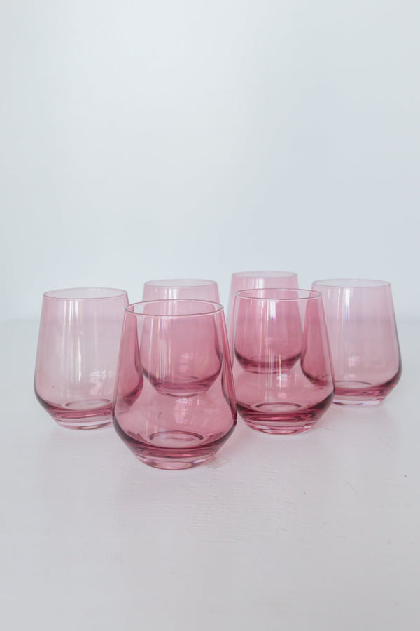 Rose Stemless Wine Glasses ( x 6)