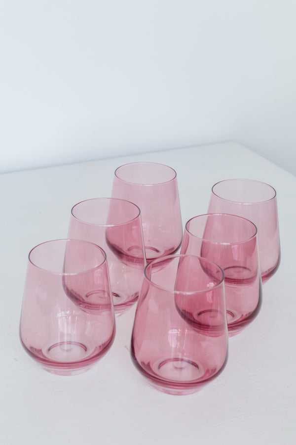 Rose Stemless Wine Glasses ( x 6)
