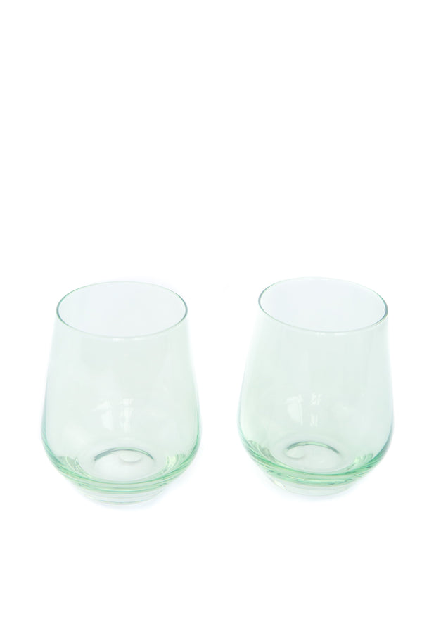 Mint Green Stemless Wine Glasses ( x 6)