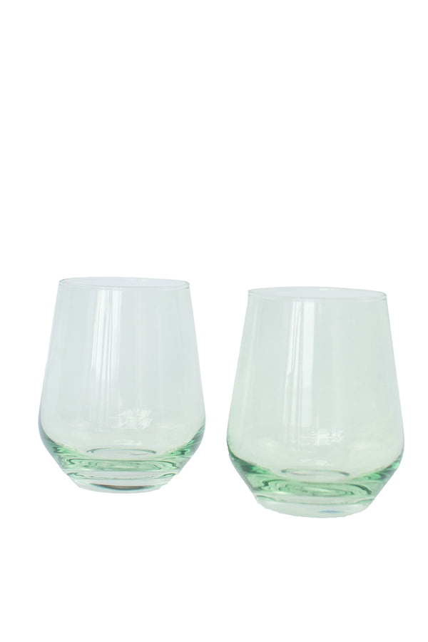Mint Green Stemless Wine Glasses ( x 6)