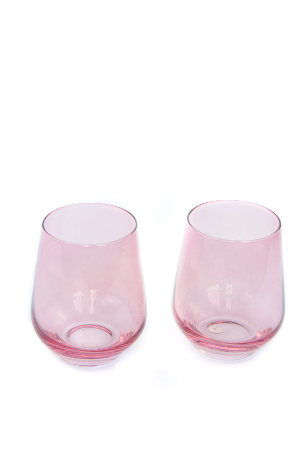 Rose Stemless Wine Glasses ( x 6)