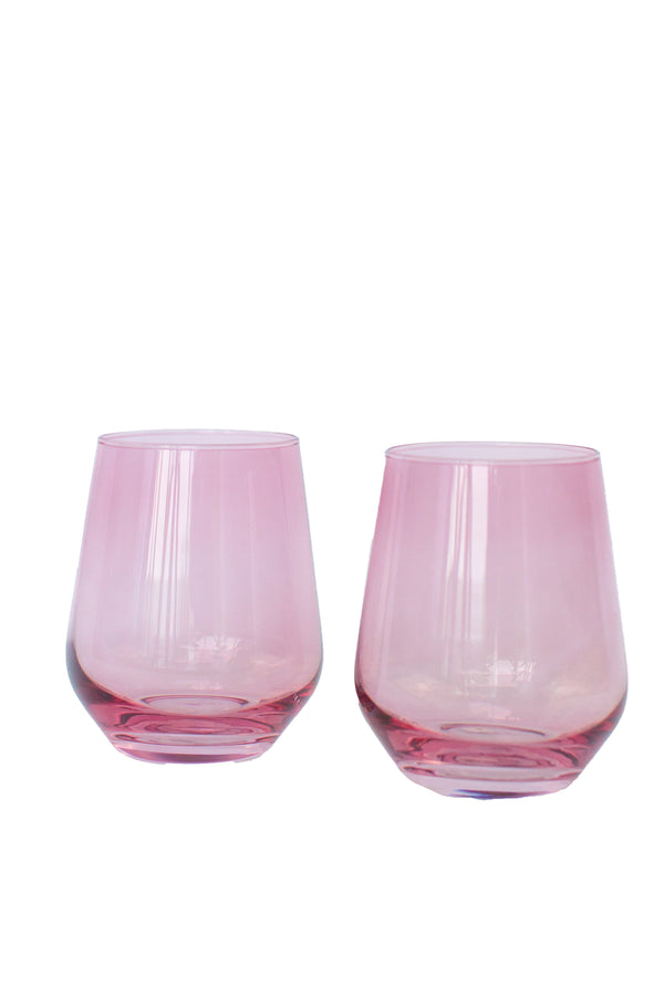 Rose Stemless Wine Glasses ( x 6)