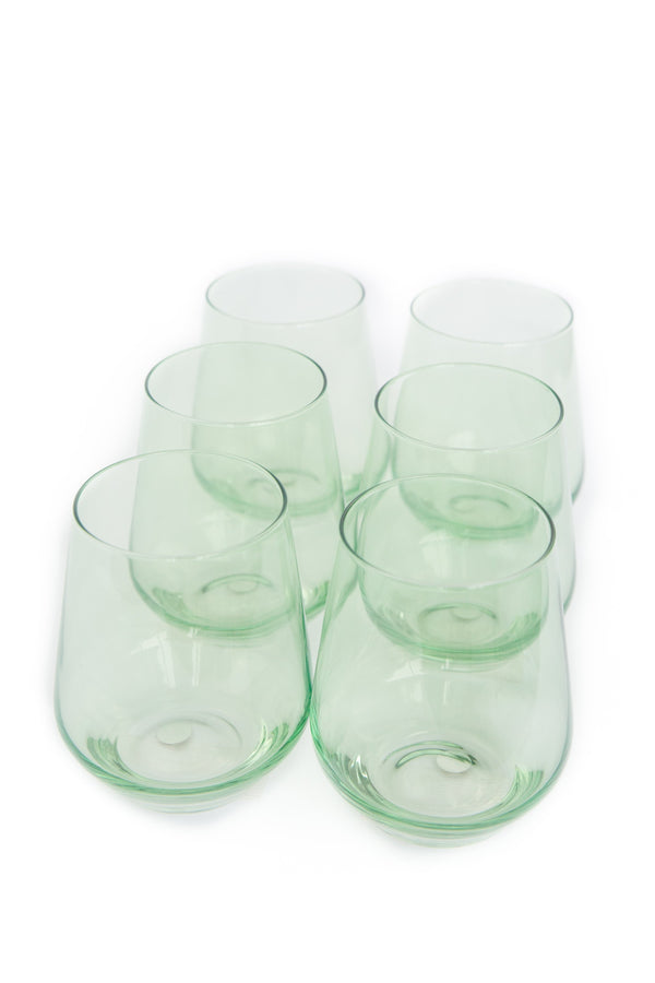 Mint Green Stemless Wine Glasses ( x 6)
