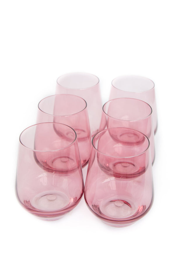 Rose Stemless Wine Glasses ( x 6)