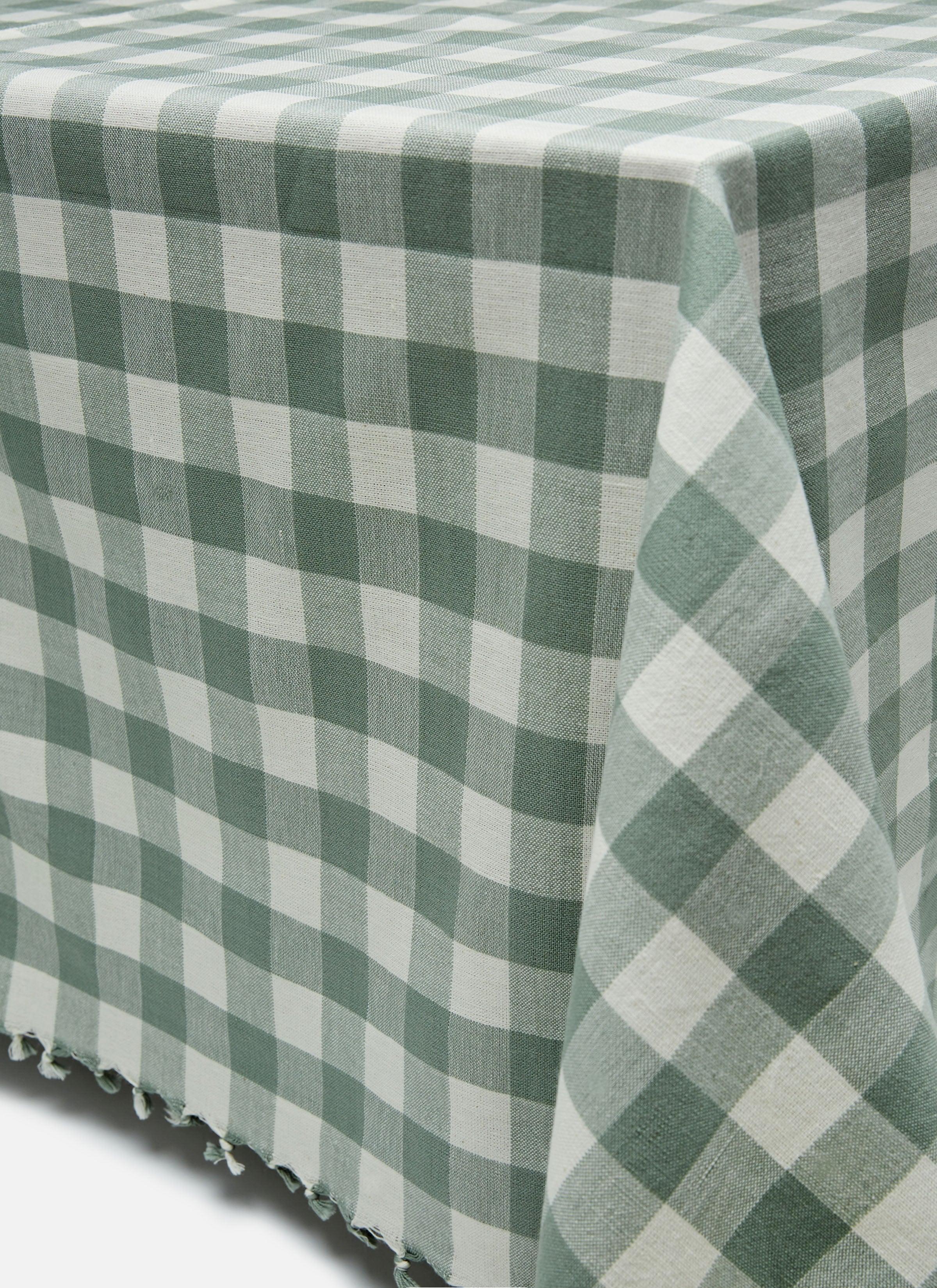 Gingham Sage Tablecloth - Thumbnail 4